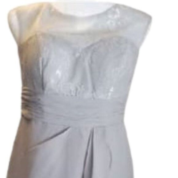 Lovejoy Formal Light Gray Dress W/Jacket, Lace, Custom Made=4 See Measurements - Picture 4 of 6